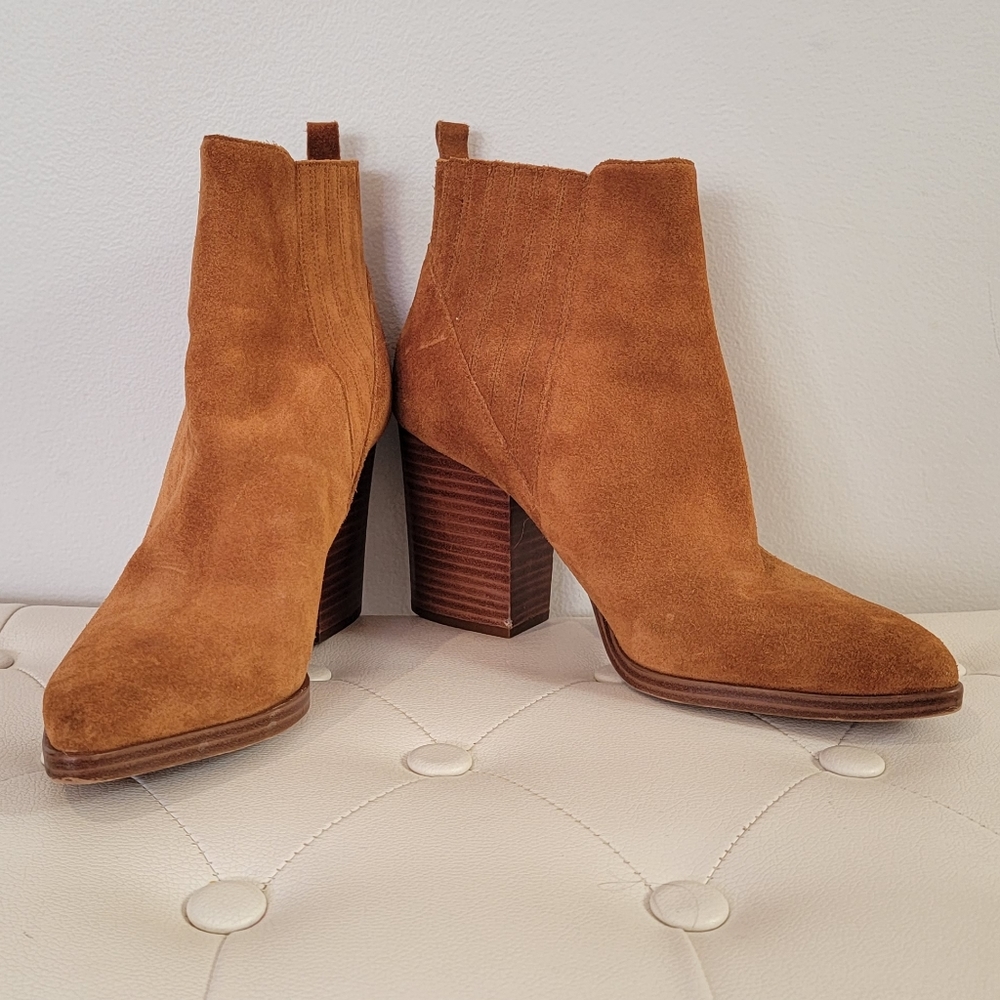 Marc Fisher Alva Pointy Toe Block Heel Suede Leat… - image 2